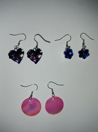 Lote 3 pares pendientes hechos a mano