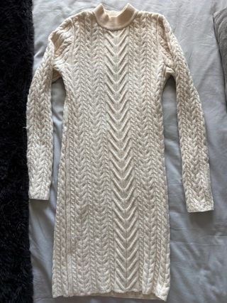 Vestido jersey beige escote espalda talla s