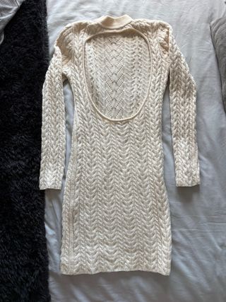 Vestido jersey beige escote espalda talla s