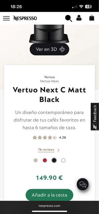 cafetera nespresso vertuo next 