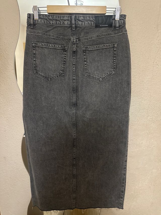 Falda larga vaquera gris