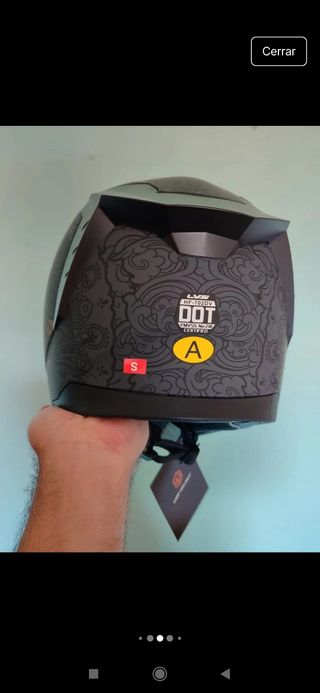 Casco Moto Integral Talla S Gris Dibujo Gato