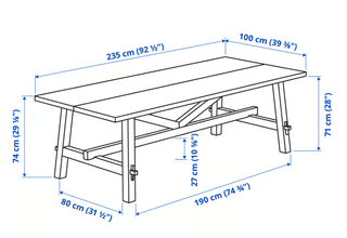 Mesa Comedor Ikea Madera y Metal Negra