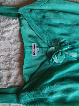 Vestido verde seda talla 42
