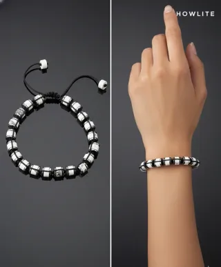 Bracciale regolabile di Howlite ed Ematite