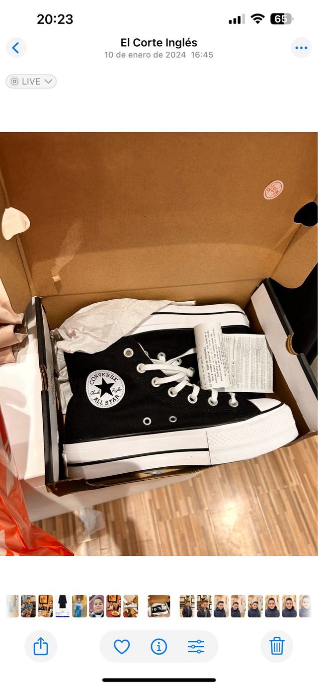 Converse Plataforma Negras Talla 39