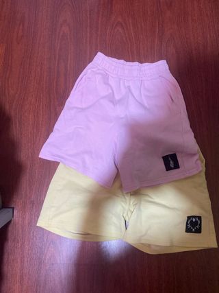 Conjunto 2 pantalones cortos rosa y amarillo
