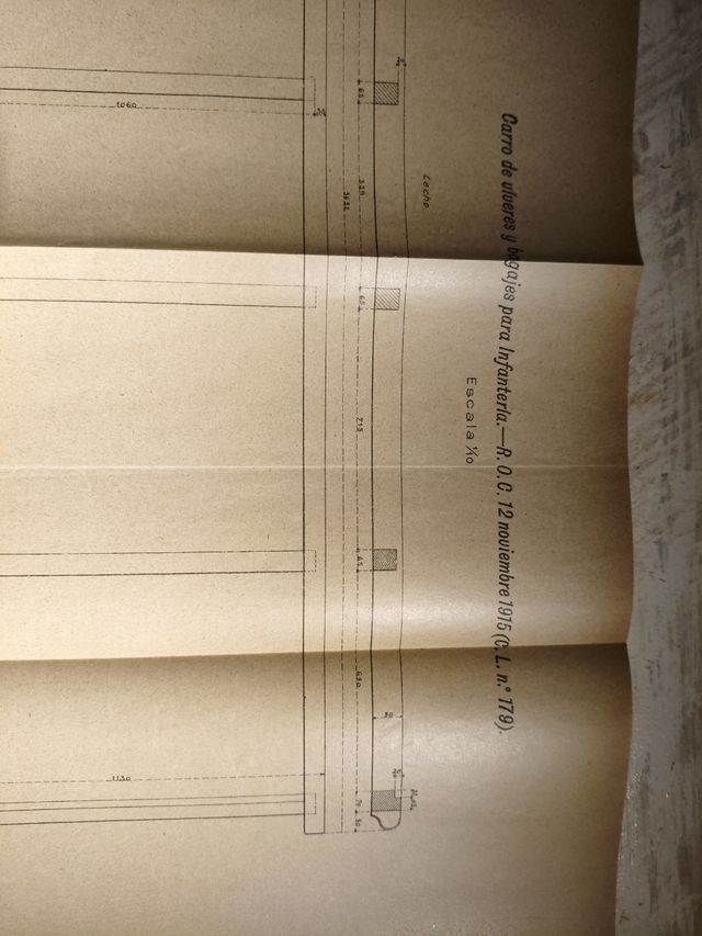 Lámina militar antigua carro de víveres y bagajes