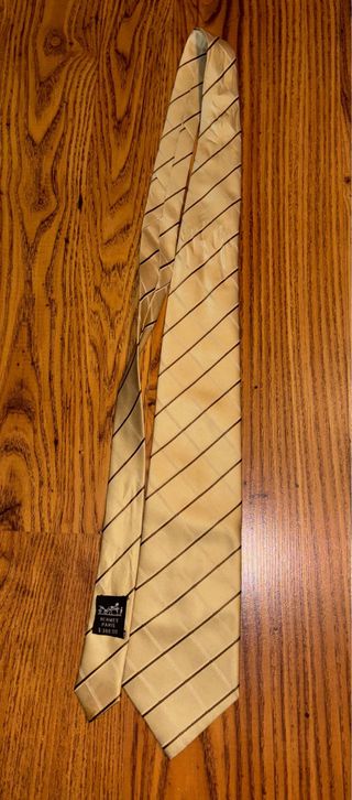 Corbata Hermès París Beige y Dorada