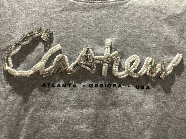 Maglietta grigia Cashem con perline