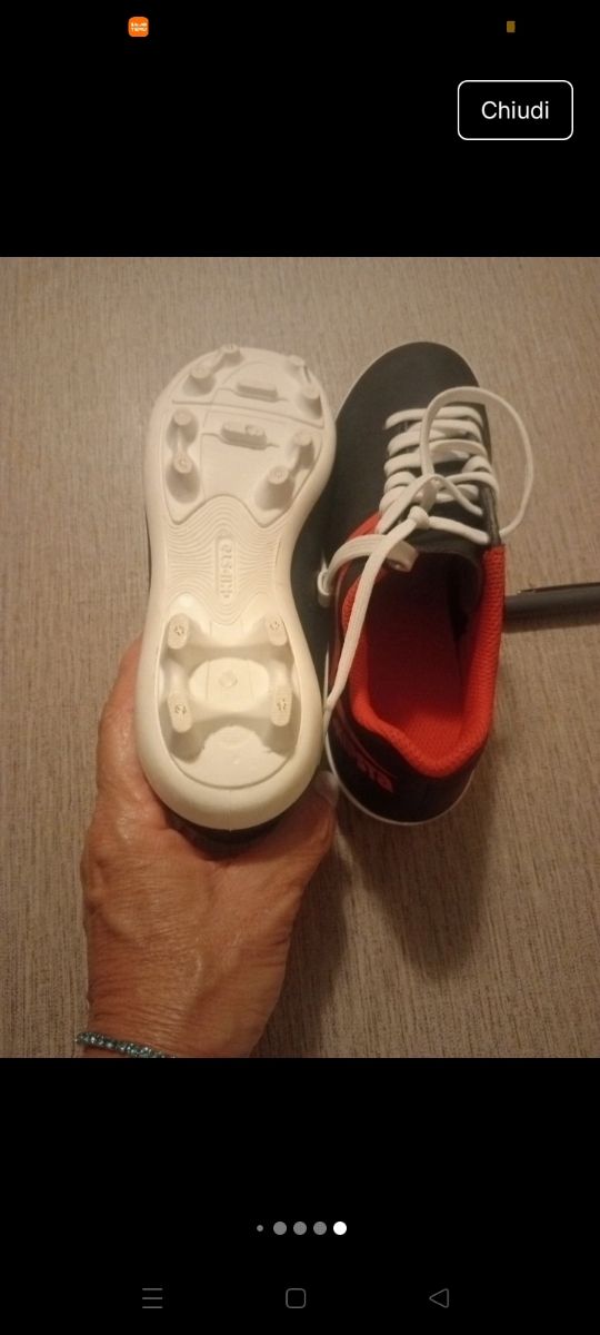 Scarpe calcio bambino KIPSTA nere rosse numero 34