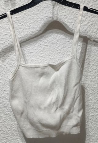 Conjunto chaqueta y top punto Stradivarius Blanco