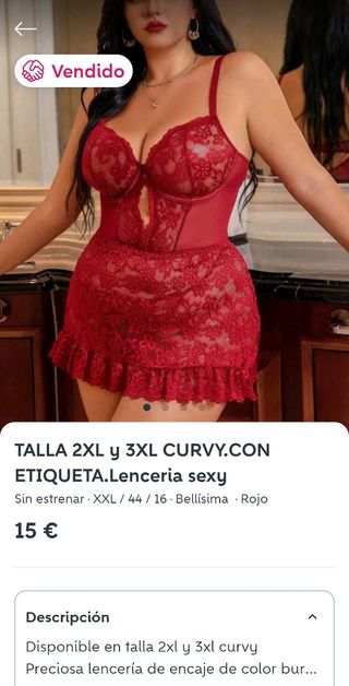 TALLA XXL CURVY.CON ETIQUETA.Lenceria encaje sexy 