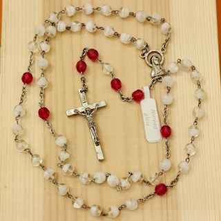 Rosario in Vetro di Murano Bianco e Rosso