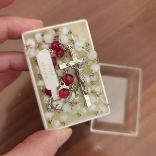 Rosario in Vetro di Murano Bianco e Rosso
