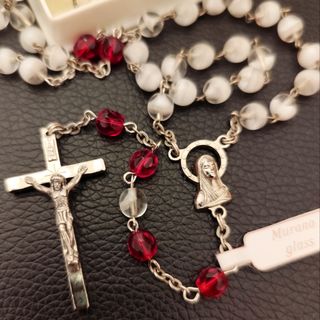 Rosario in Vetro di Murano Bianco e Rosso