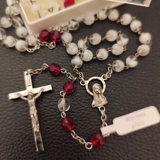 Rosario in Vetro di Murano Bianco e Rosso