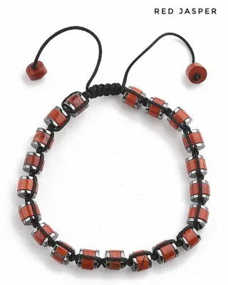 Bracciale regolabile di Diaspro Rosso ed Ematite