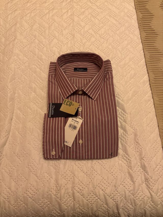 Camisa Dustin Manga Larga Rayas Marrón Talla 5