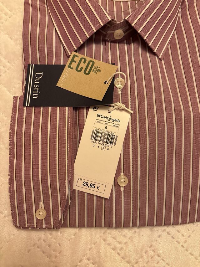 Camisa Dustin Manga Larga Rayas Marrón Talla 5