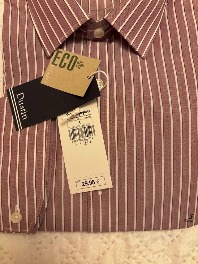 Camisa Dustin Manga Larga Rayas Marrón Talla 5