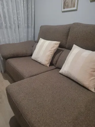 Sofá marrón 293cm con Chaise longue de 162x105