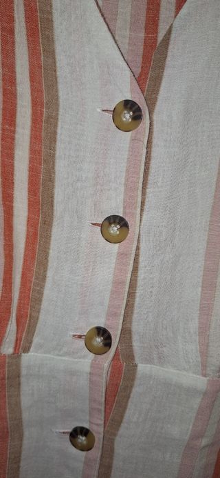 Vestido largo de rayas naranjas y blancas