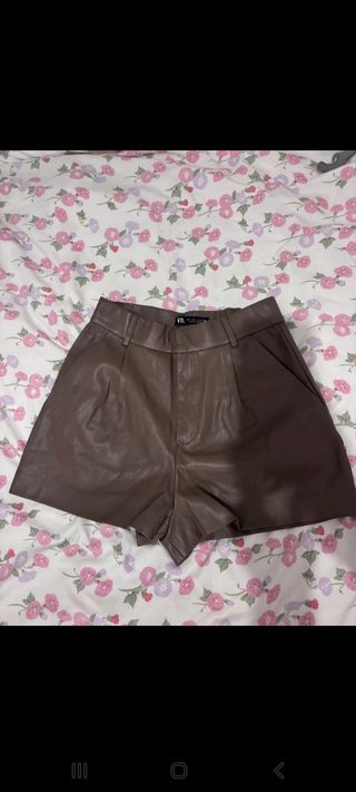 Zara Pantalones Cortos Piel Marrón