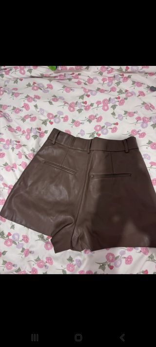 Zara Pantalones Cortos Piel Marrón