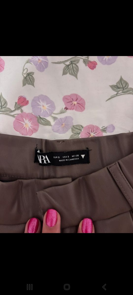 Zara Pantalones Cortos Piel Marrón