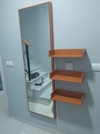 Entradita espejo madera 3 estantes