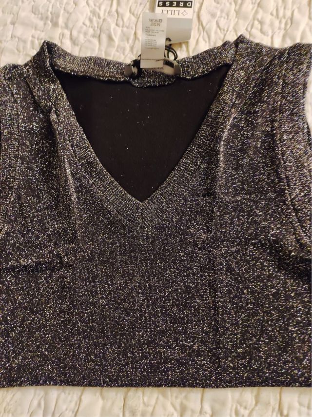 Gilet Lurex Argento Nero Taglia M