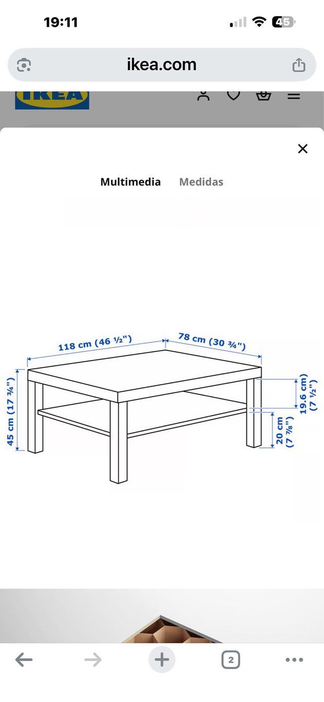 Mesa de centro Ikea madera clara