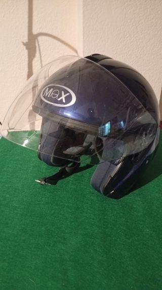 Casco de moto azul XS 54 con visera 