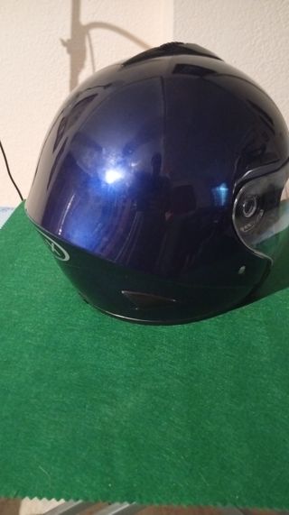 Casco de moto azul XS 54 con visera 