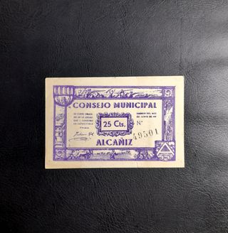 🇪🇸 Billete 25 Cts. Alcañiz 1937