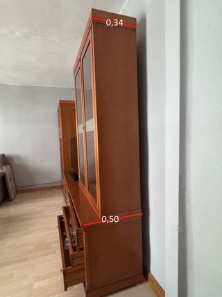 Conjunto salón madera maciza vitrinas