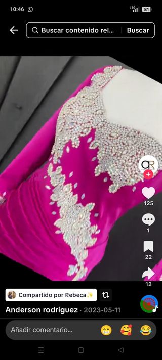 Vestido fiesta berenjena de pedrería