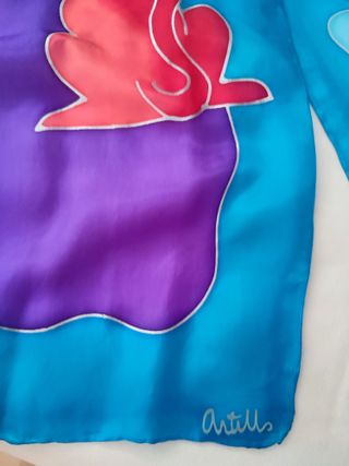 Pañuelo seda pintado a mano gatos