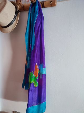 Pañuelo seda pintado a mano gatos