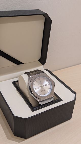 Reloj Poedagar Nuevo Plata y Negro