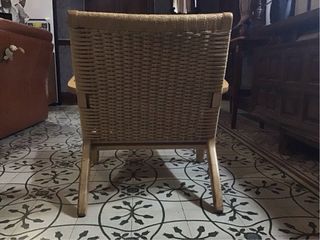 Butaca madera y cuerda beige/marrón