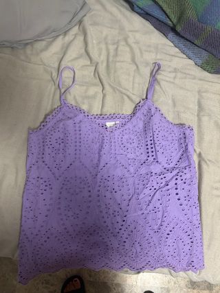Top Morado Zara Brocado