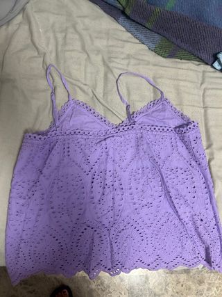 Top Morado Zara Brocado
