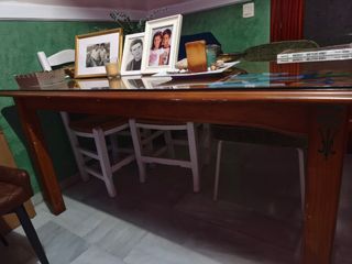 Mesa Comedor Madera Maciza y Cristal