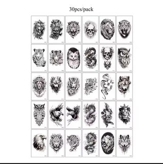 Pack Tatuajes Temporales Dragones, felinos, leones