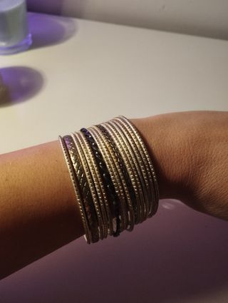 Pack 16 Pulseras Metal Doradas y Plateadas