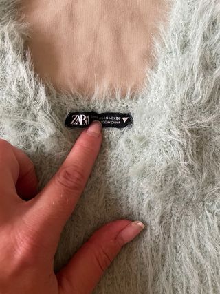 Top Zara pelito suave verde talla única
