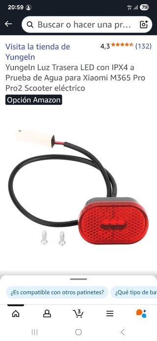 Luz trasera LED patinete Xiaomi