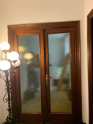 Puertas vintage madera cristal amarillo. 65x205 cu